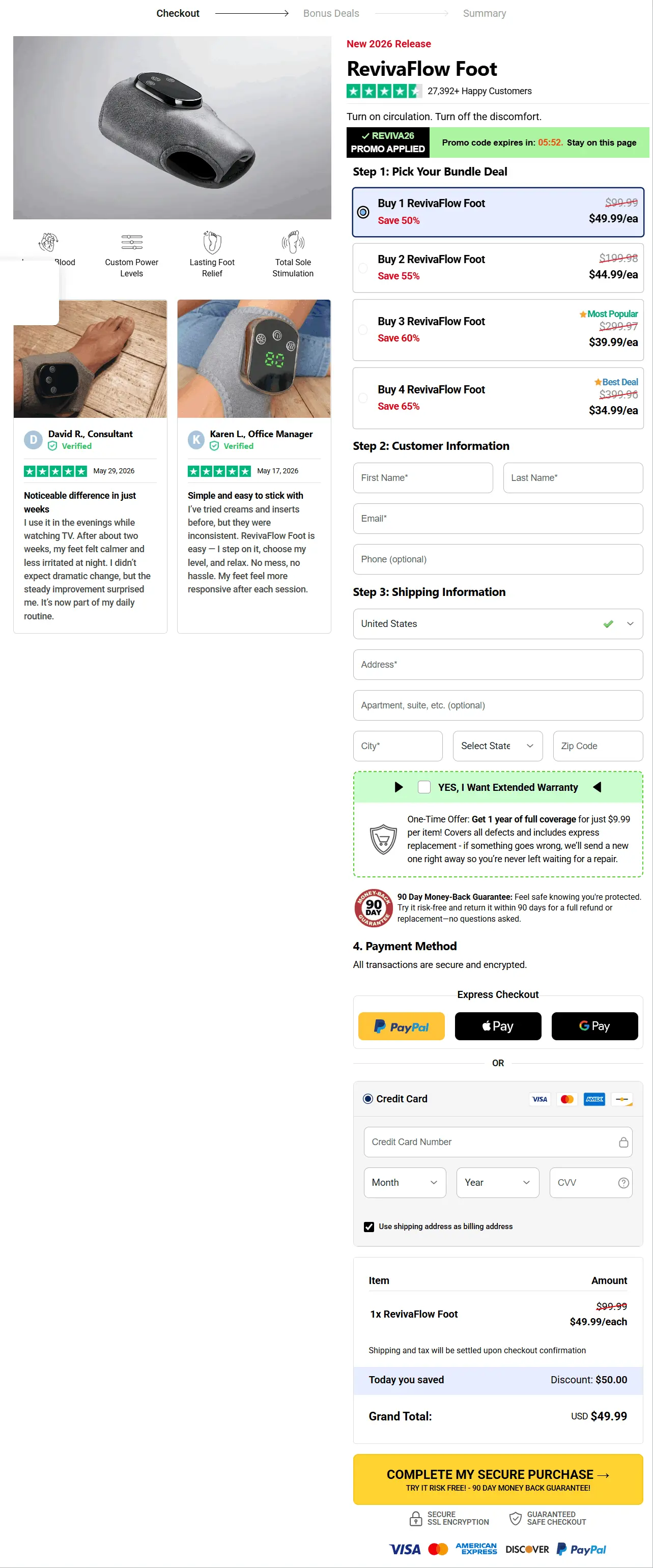 revivaflow secure checkout page
